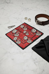 Red Silk Ascot Tie with Floral Design